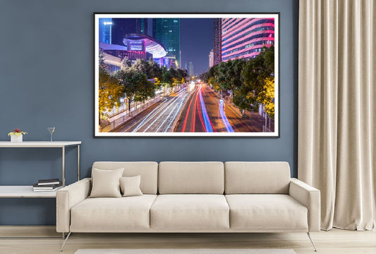 Changsha City Road Night View Photograph Home Decor Premium Quality Poster Print Choose Your Sizes