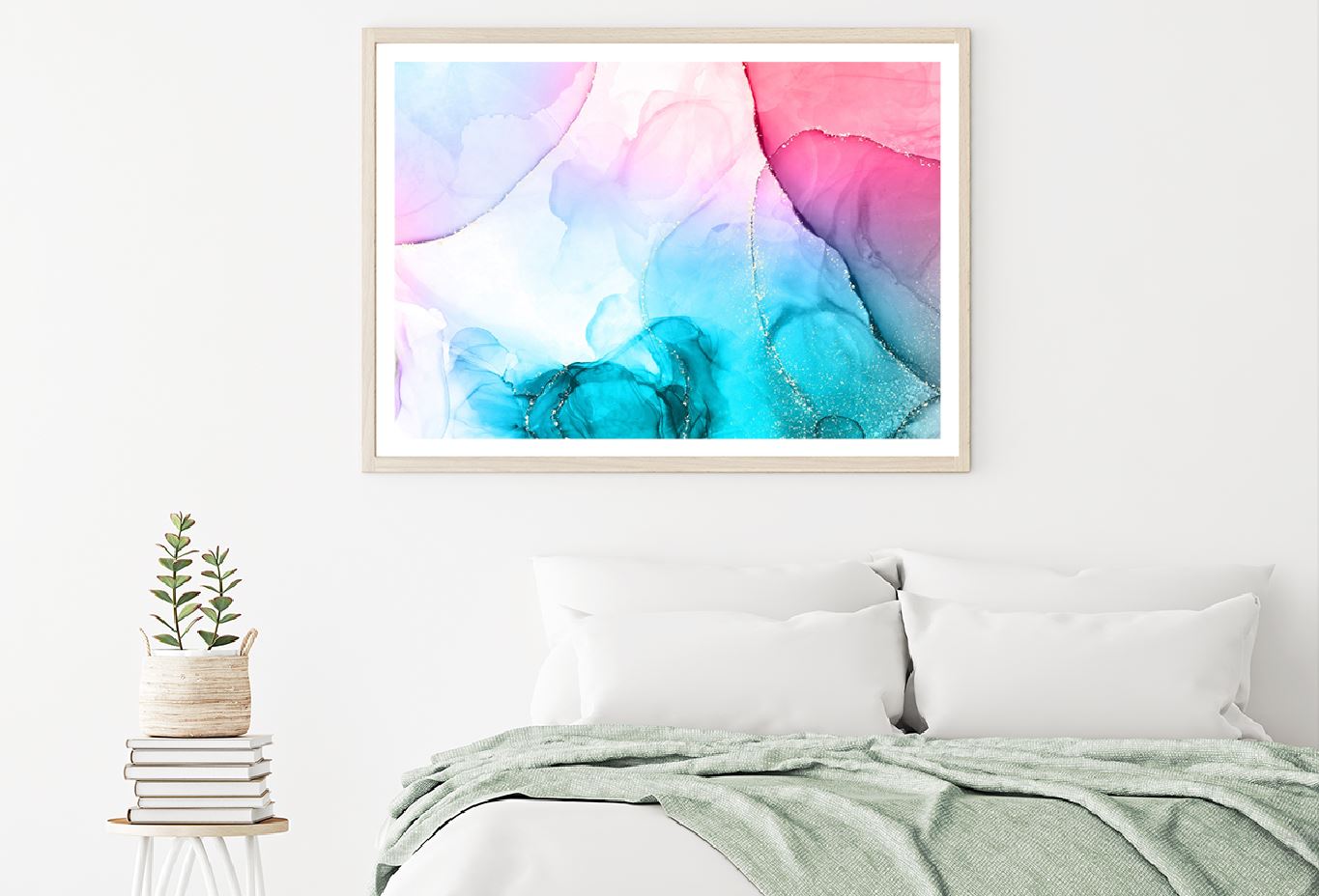 Pink Blue & Gold Ink Abstract Design Home Decor Premium Quality Poster Print Choose Your Sizes