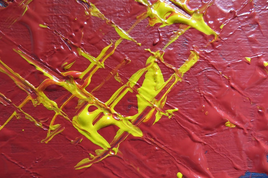 Yellow & Red Paint Abstract Design Print 100% Australian Made