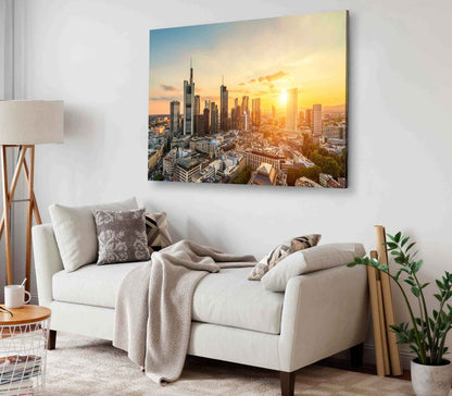 Bella Home Frankfurt Skyline & Finance District Print Canvas Ready to hang