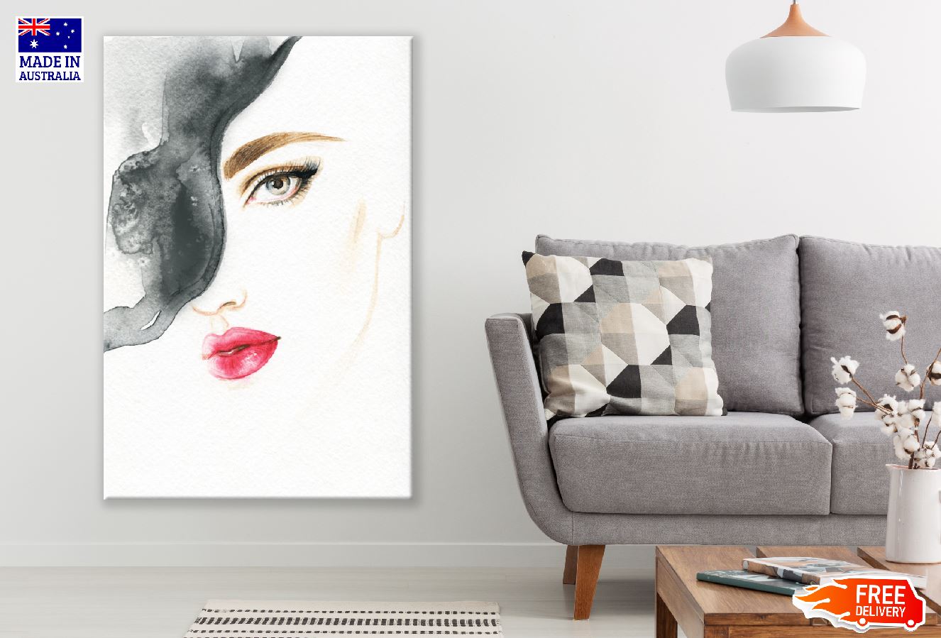 Woman Face Abstract Watercolor Painting Print 100% Australian Made