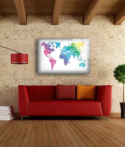 Colorful World Map Vector Design Acrylic Glass Print Tempered Glass Wall Art 100% Made in Australia Ready to Hang