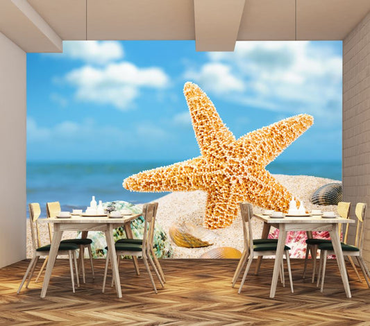 Wallpaper Murals Peel and Stick Removable Star Fish on Beach High Quality