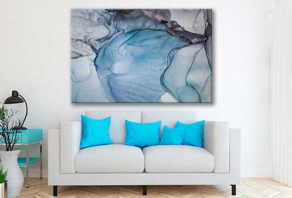 Bella Home Blue & Black Liquid Abstract Art Print Canvas Ready to hang