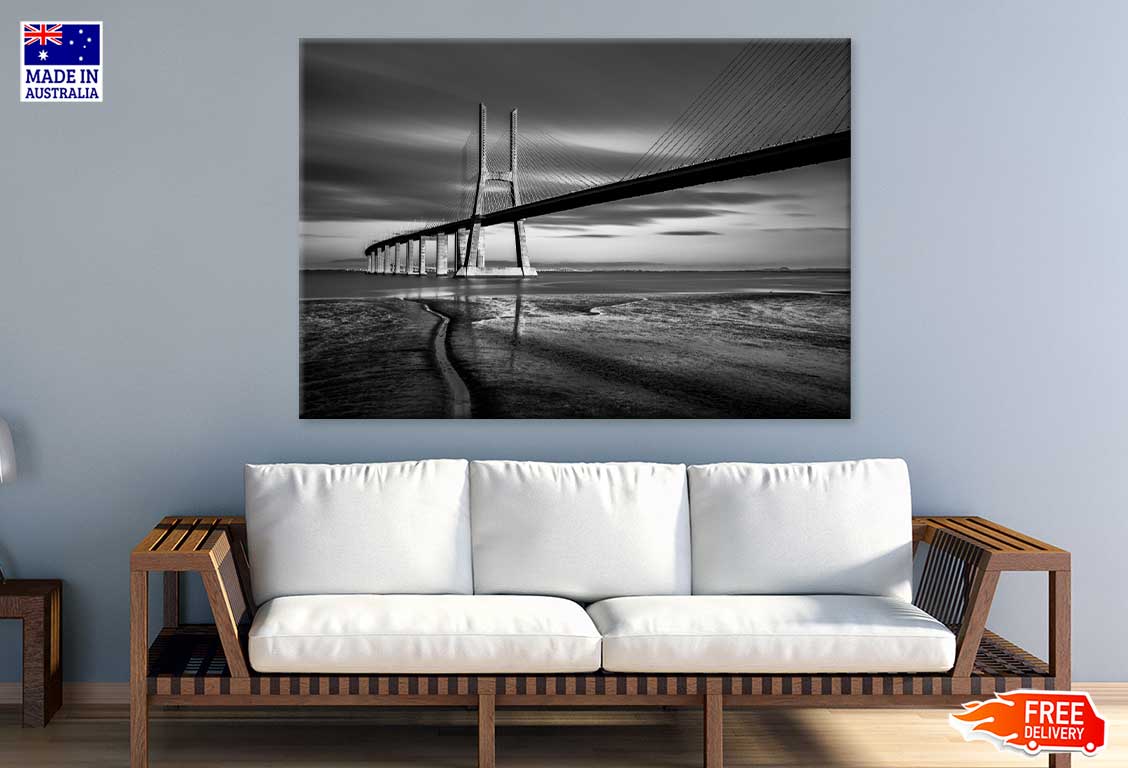 Vasco da Gama Bridge B&W View Photograph Print 100% Australian Made