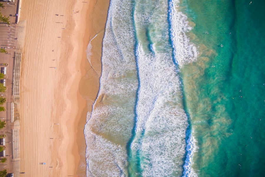 Aerial View of Sydney Beach Waves Photograph Home Decor Premium Quality Poster Print Choose Your Sizes