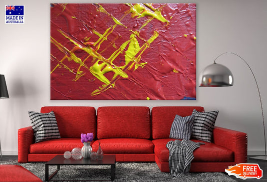 Yellow & Red Paint Abstract Design Print 100% Australian Made