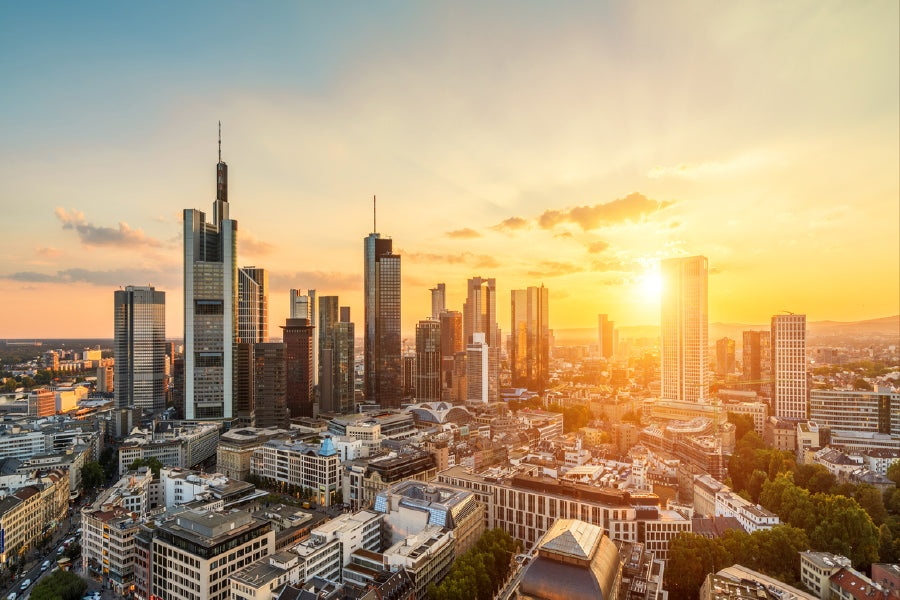 Bella Home Frankfurt Skyline & Finance District Print Canvas Ready to hang