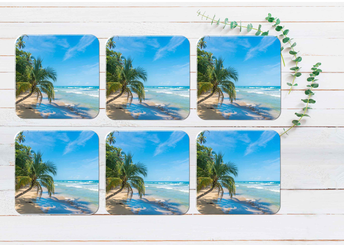 Wild Beach Close To Costa Rica Coasters Wood & Rubber - Set of 6 Coasters