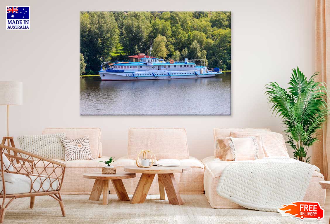 Industrial Ship on Dnieper River View Photograph Print 100% Australian Made