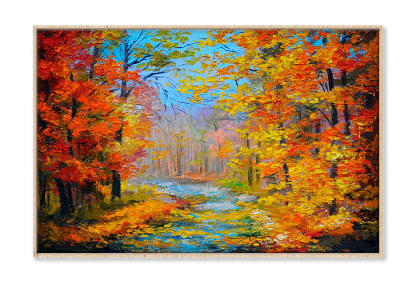 Colorful Autumn Forest With The Trail Wall Art Limited Edition High Quality Print Canvas Box Framed Natural