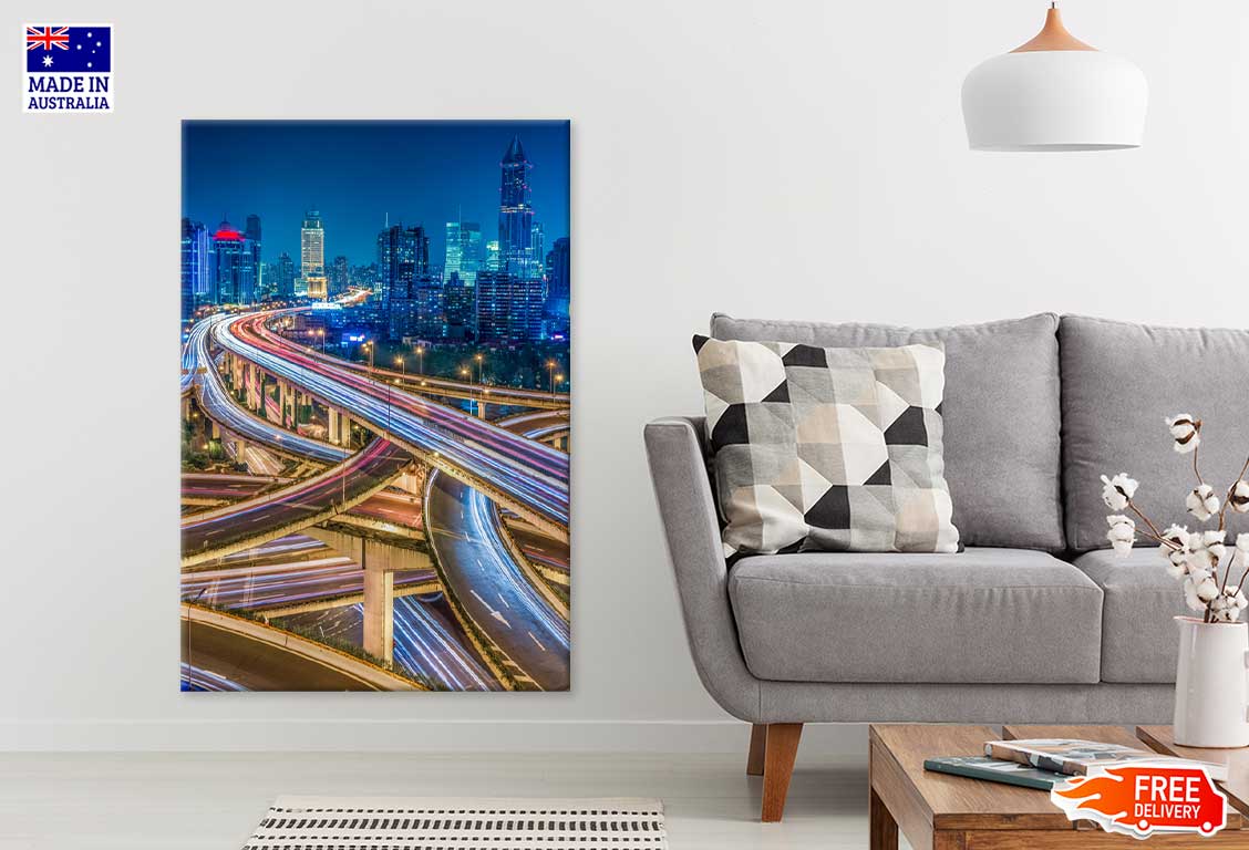 Shanghai Overpass at Night View Photograph Print 100% Australian Made