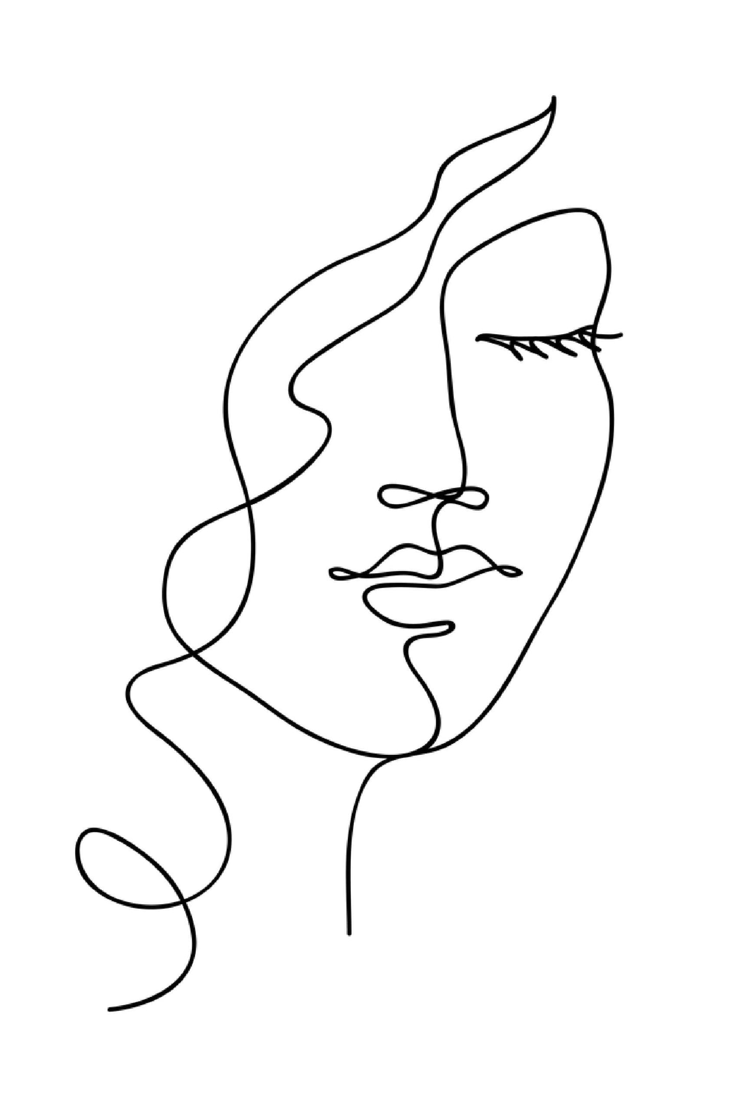 Woman Face B&W Line Art Print 100% Australian Made