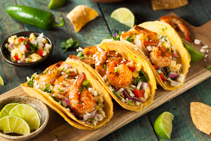 Spicy Shrimp Tacos with Coleslaw and Salsa Photograph Print 100% Australian Made