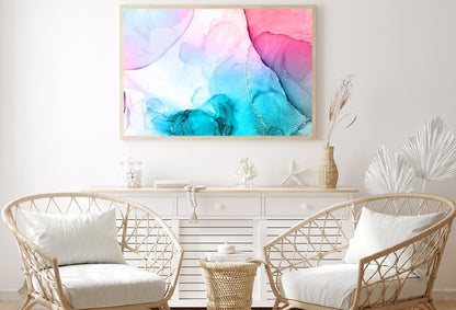 Pink Blue & Gold Ink Abstract Design Home Decor Premium Quality Poster Print Choose Your Sizes