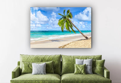 Palm Tropical Beach Print Tempered Glass Wall Art 100% Made in Australia Ready to Hang