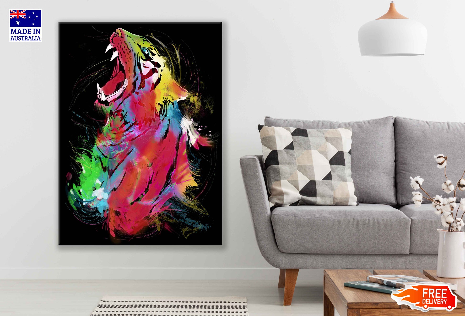 Colorful Tiger Portrait Watercolor Painting Print 100% Australian Made