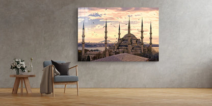 Blue Mosque Istanbul Print Tempered Glass Wall Art 100% Made in Australia Ready to Hang