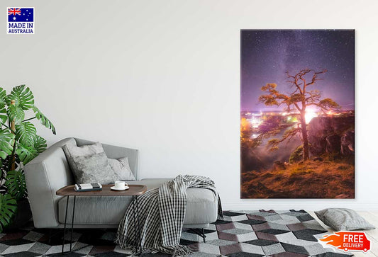 Alone Tree Under Milky Way Sky Photograph Print 100% Australian Made