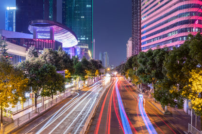 Changsha City Road Night View Photograph Print 100% Australian Made