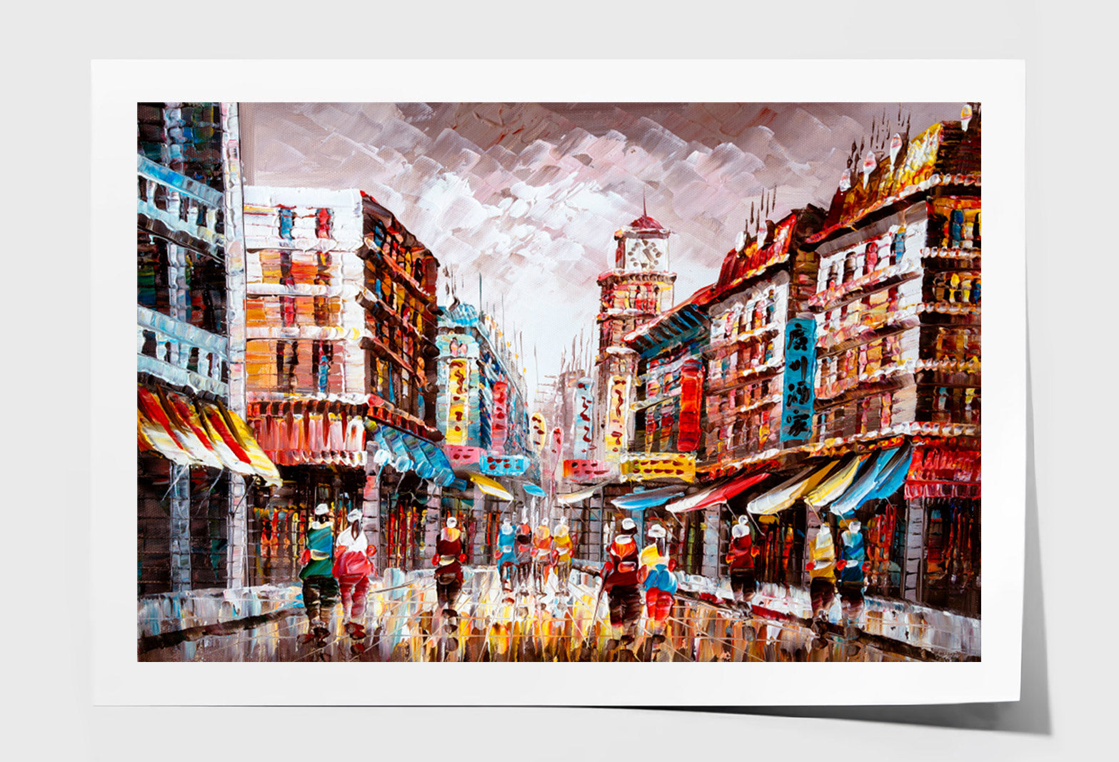 People Walking in Street of Hong Kong Oil Painting Wall Art Limited Edition High Quality Print Unframed Roll Canvas None