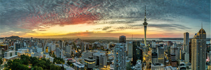 Panoramic Canvas Auckland City Sunset View High Quality 100% Australian Made Wall Canvas Print Ready to Hang