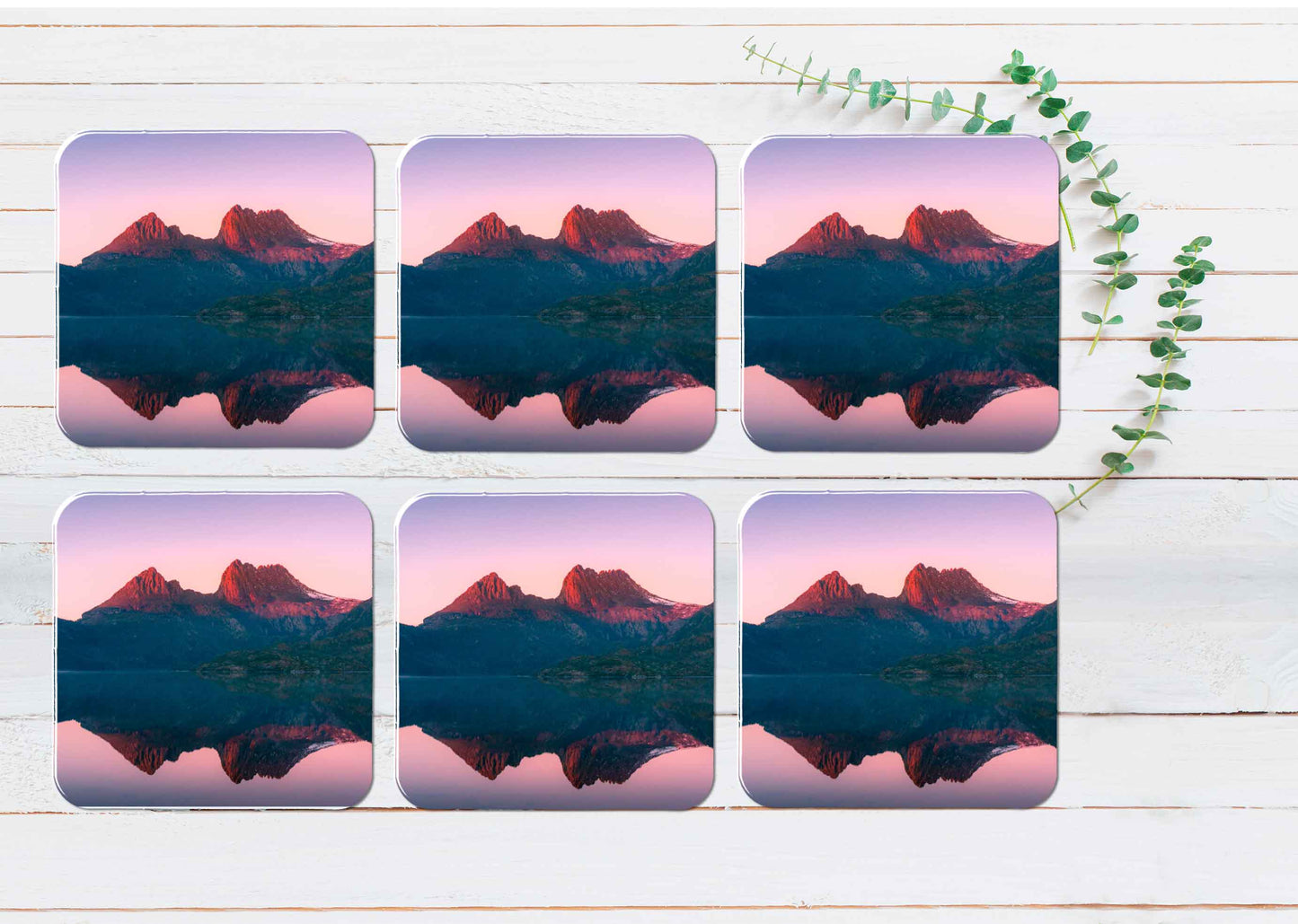 Cradle Mountain & Lake in Australia Coasters Wood & Rubber - Set of 6 Coasters