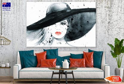 Makeup Woman with Hat Abstract Painting Print 100% Australian Made