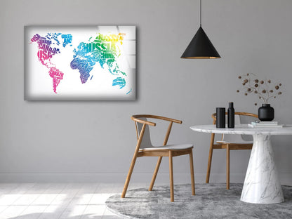 Colorful World Map Vector Design Acrylic Glass Print Tempered Glass Wall Art 100% Made in Australia Ready to Hang