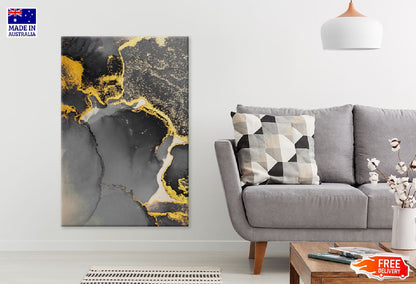 Dark Gold Splash & Black Abstract Design Print 100% Australian Made