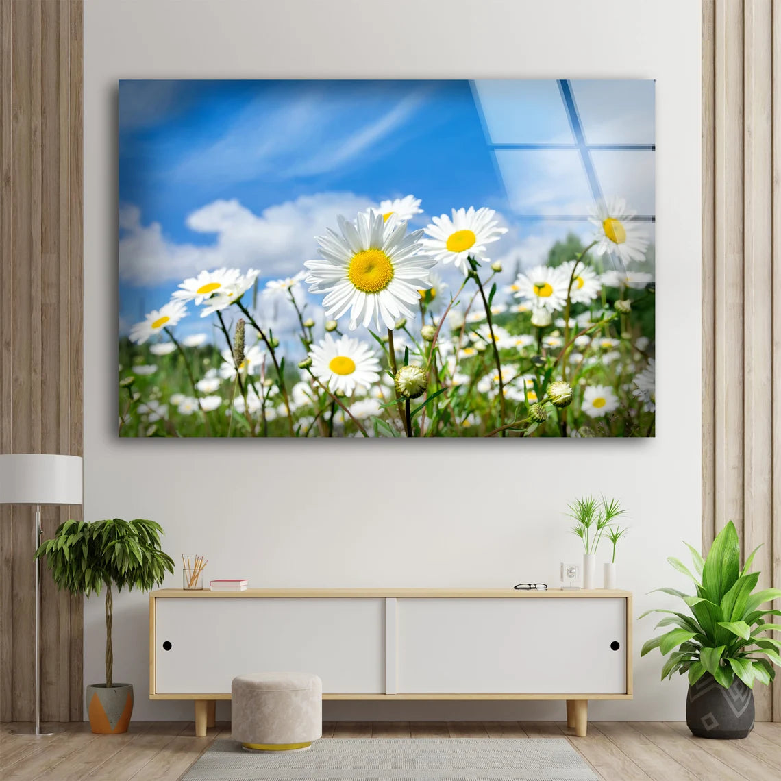 White Flower Field Photograph Acrylic Glass Print Tempered Glass Wall Art 100% Made in Australia Ready to Hang