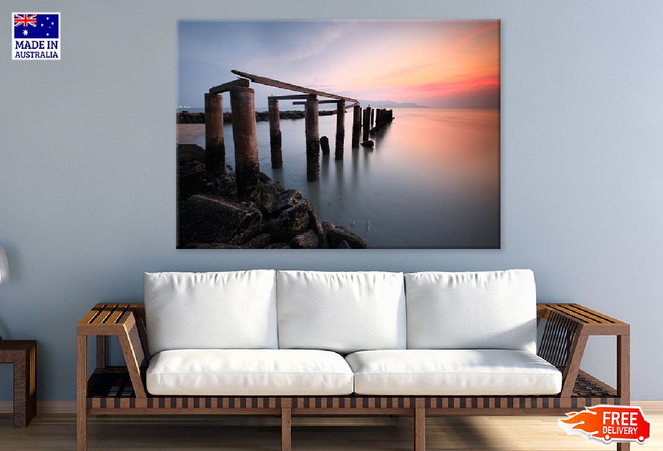 Wooden Jetty Robina Beach View Photograph Print 100% Australian Made