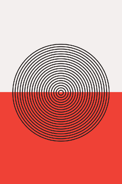 Circle Shape & Half Red Abstract Design Print 100% Australian Made