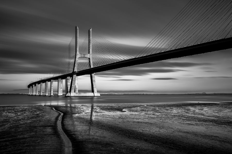 Vasco da Gama Bridge B&W View Photograph Print 100% Australian Made