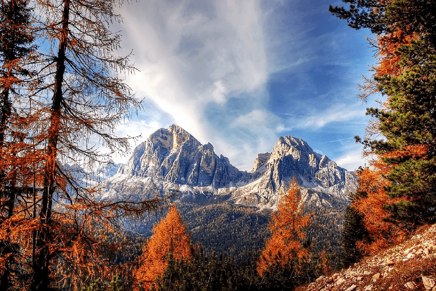 Fall Foliage & Mountains Photograph Italy Print 100% Australian Made