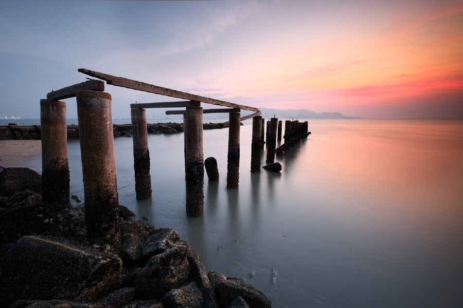 Wooden Jetty Robina Beach View Photograph Print 100% Australian Made