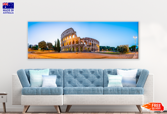 Panoramic Canvas Colosseum Sunset Photograph High Quality 100% Australian made wall Canvas Print ready to hang