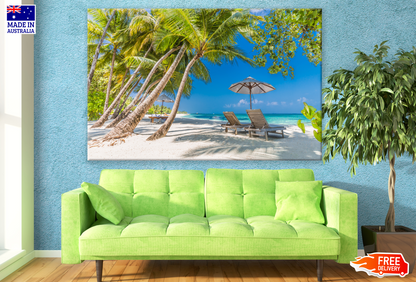 Beach With Trees & Summer Huts Photograph Print 100% Australian Made