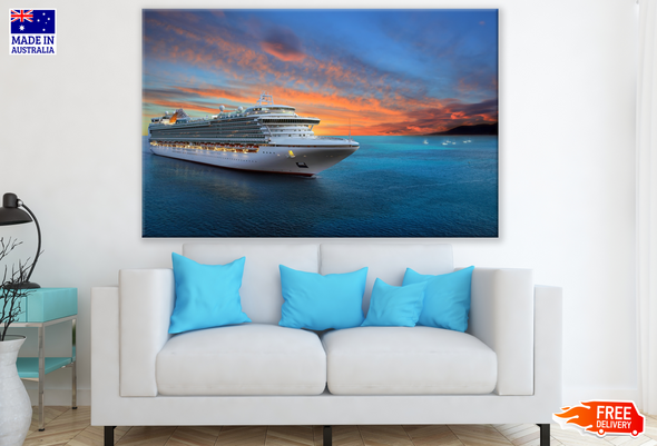 Cruise Ship Sailing on Beach Photography Print 100% Australian Made