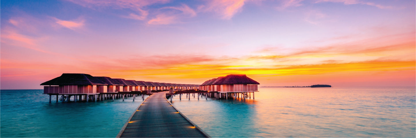 Panoramic Canvas Stunning Beach Sunset Wooden pier High Quality 100% Australian made wall Canvas Print ready to hang