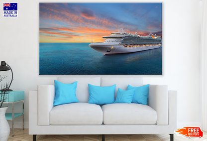 Cruise Ship Sailing on Beach Photography Print 100% Australian Made