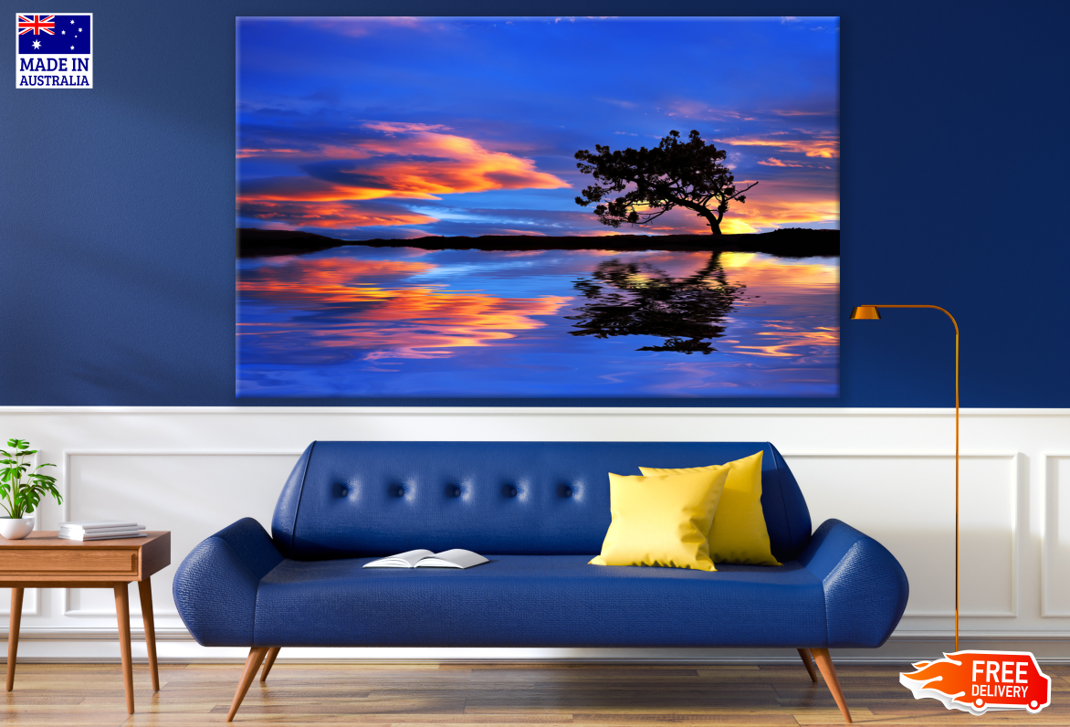 Tree Reflection on Lake Sunset Photograph Print 100% Australian Made