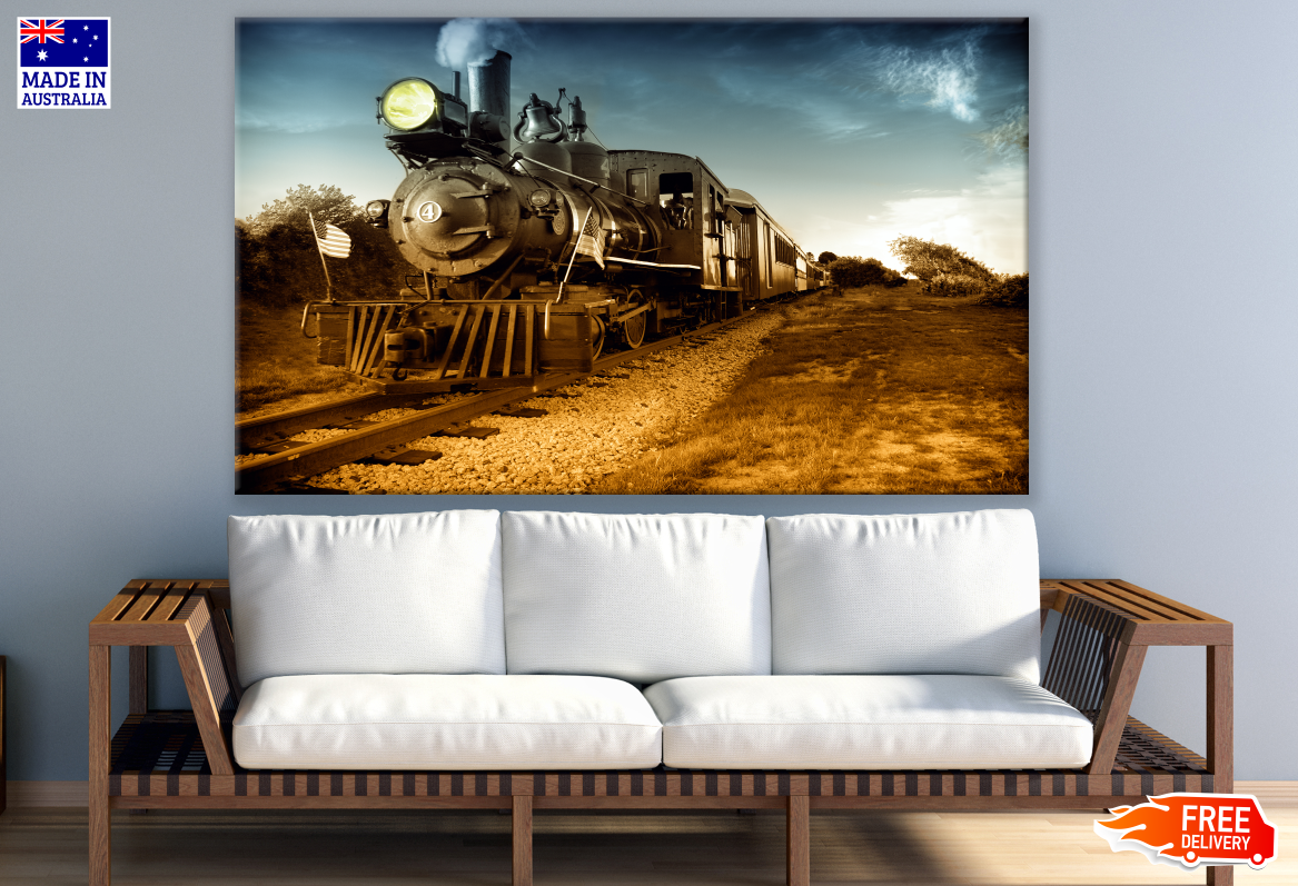 Vintage Train Between Forest Photograph Print 100% Australian Made