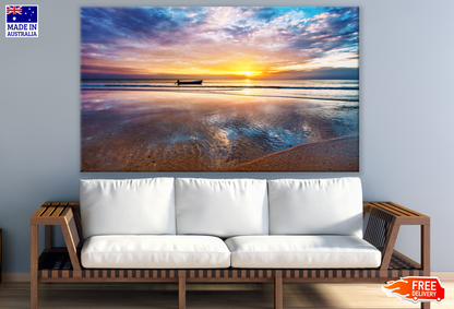 Boat on Stunning Beach Sunset Photograph Print 100% Australian Made