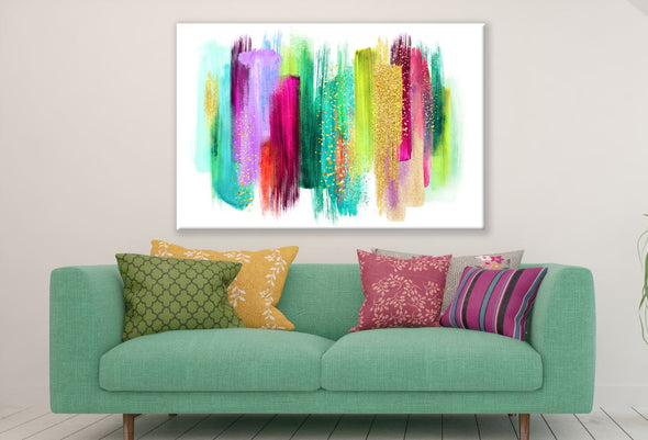 Colourful Multicolour Brush Painting Print 100% Australian Made