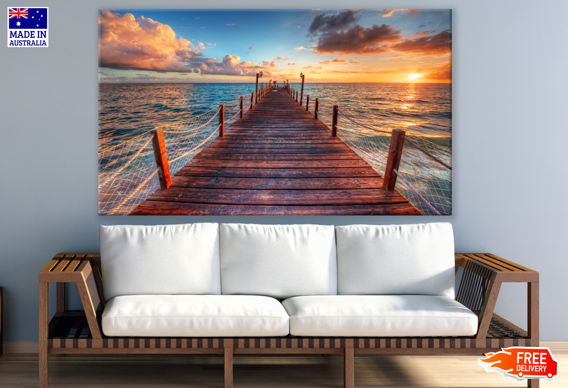 Beautiful Beach Pier Sunset Photograph Print 100% Australian Made