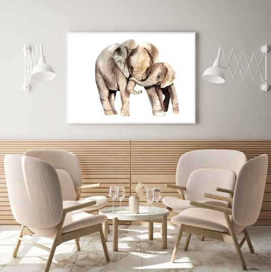 Elephant & Baby Watercolor Paint Home Decor Premium Quality Poster Print Choose Your Sizes