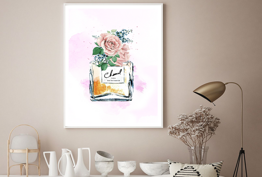 Perfume with Roses Watercolor Painting Home Decor Premium Quality Poster Print Choose Your Sizes