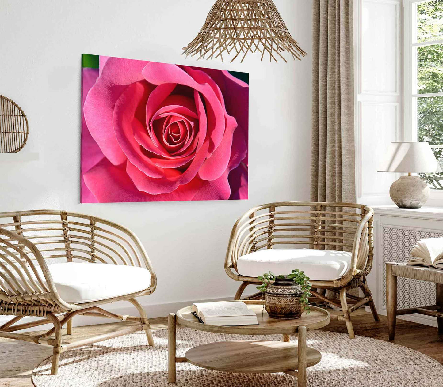 Bella Home Pink Rose Flower Closeup View Print Canvas Ready to hang