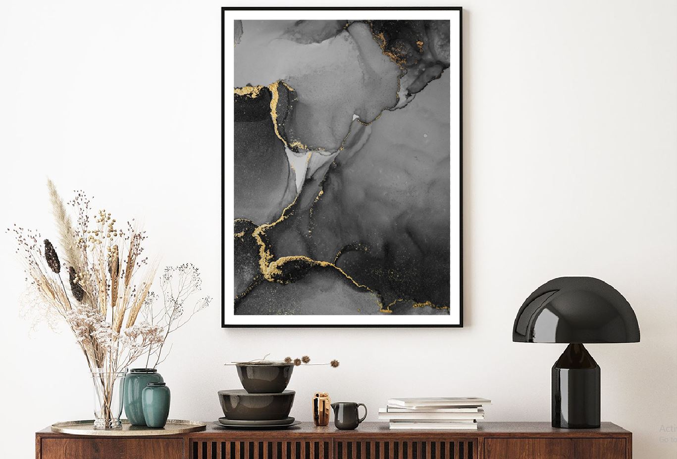 Black & Gold Marble Ink Abstract Design Home Decor Premium Quality Poster Print Choose Your Sizes